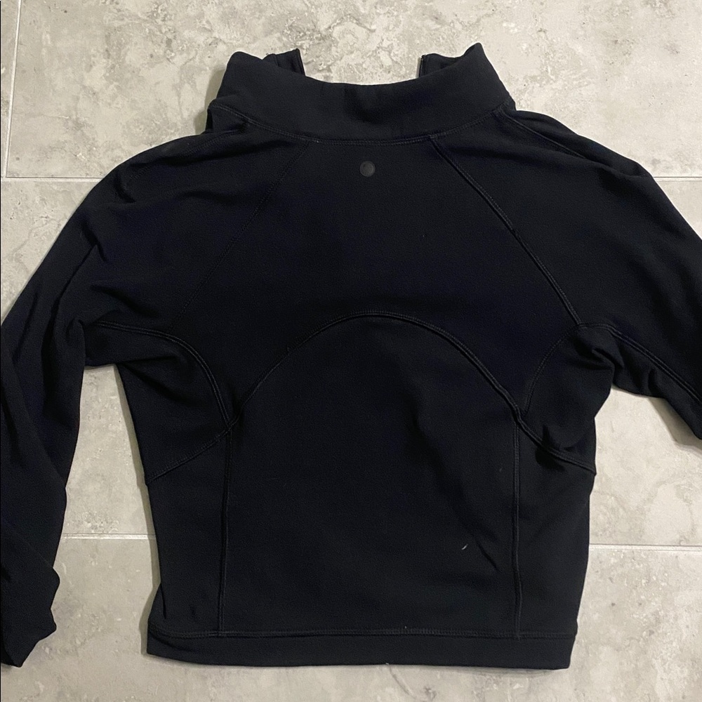 Cropped Black Quarter-Zip Pullover - image 6